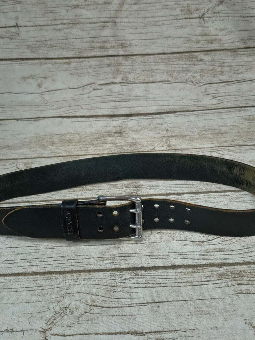 Apache Men's Vintage Black Leather Double Prong Belt Size 36